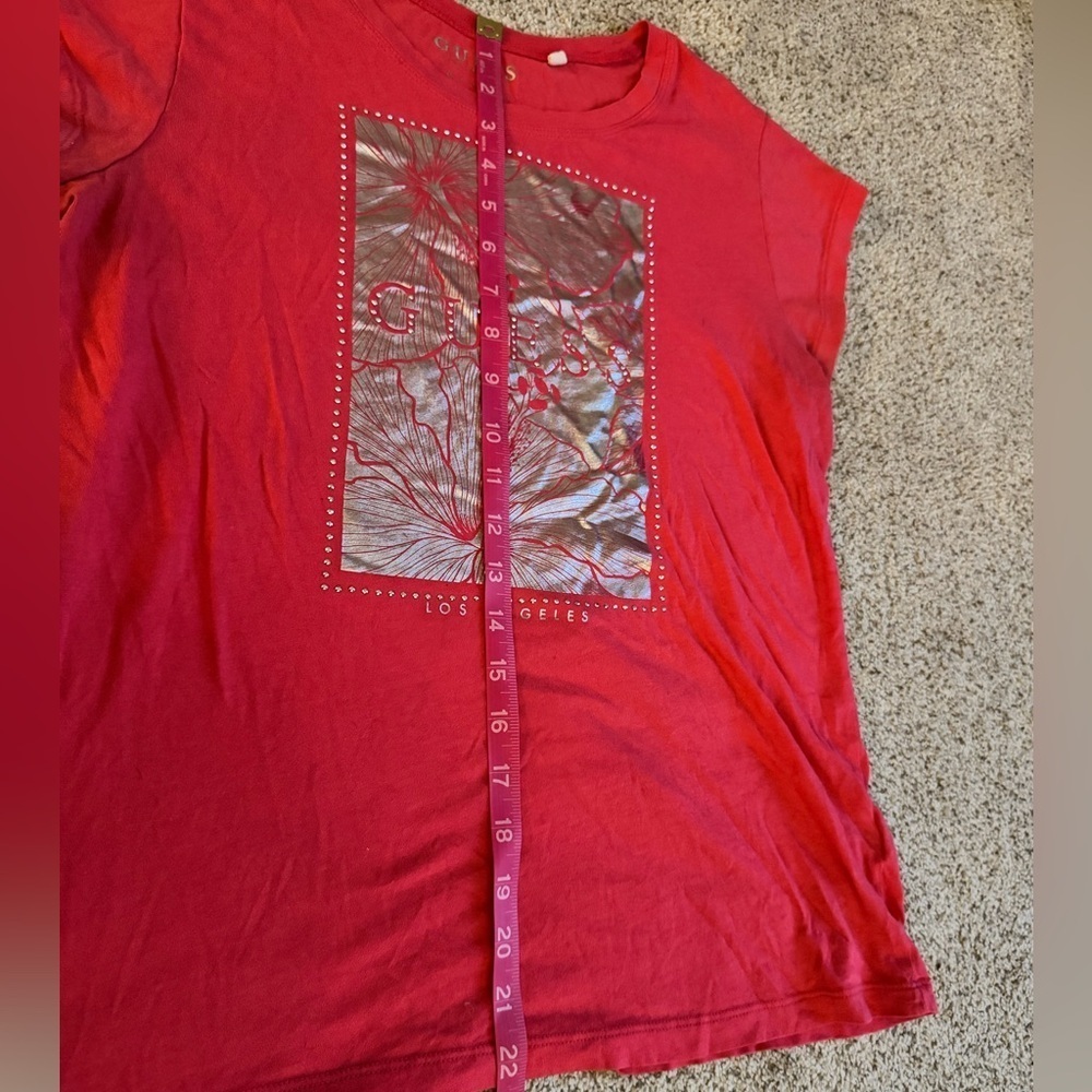 Guess Red/pink Tee with Silver Design - Picture 4 of 8